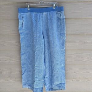 J Jill Love Linen Womens Linen Blue & White Stripe Pants Stretch Size XL (A9)